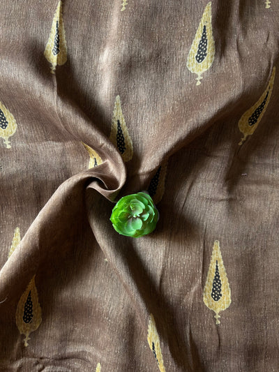 MOKSHA:HANDBLOCK AJRAKH PURE SILK-LINEN SAREE