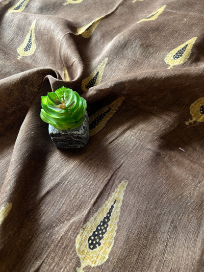 MOKSHA:HANDBLOCK AJRAKH PURE SILK-LINEN SAREE