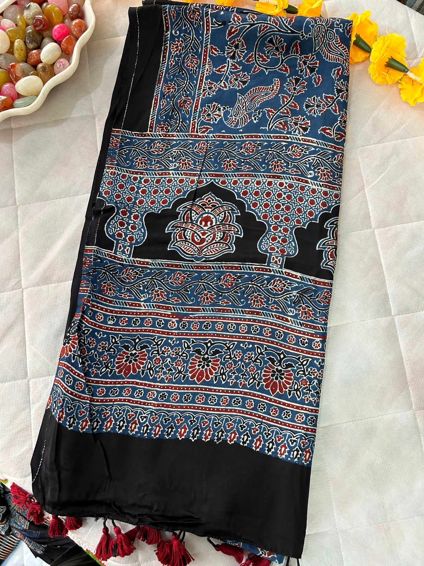 MORNI : AJRAKH MODAL SILK DUPATTA