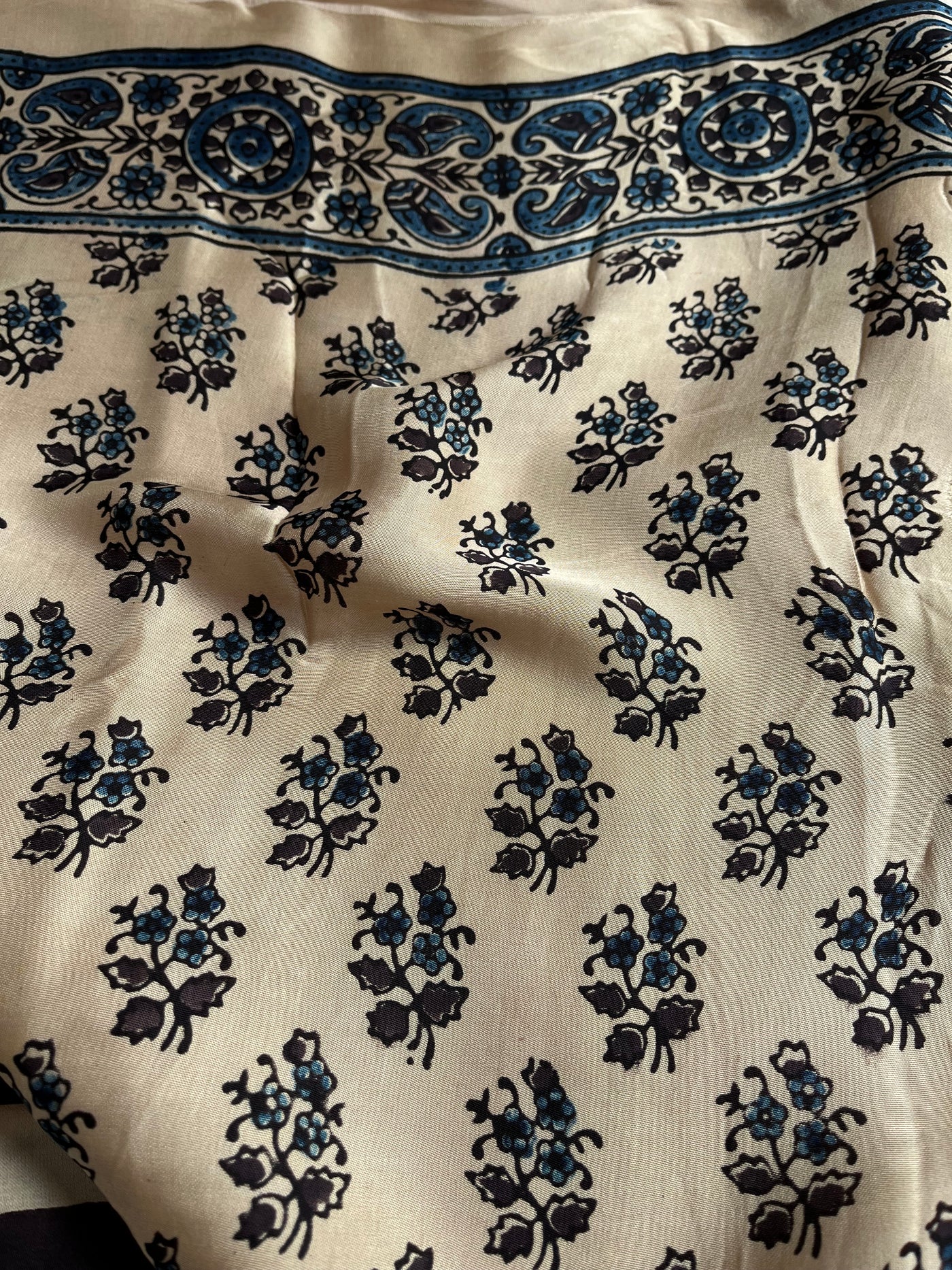 RIYA: Handblock Modal Silk Tissue Ajrakh Saree