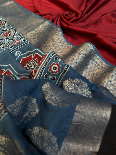 YOGYTA : Handblock Ajrakh Modal Silk Suit