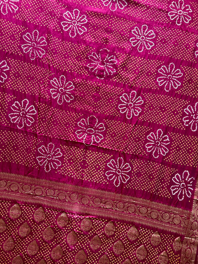 OJASWINI: HANDMADE PURE GAJJI SILK RAI DANA BANDHNI SAREE WITH TISSUE MEENAKARI  PALLU