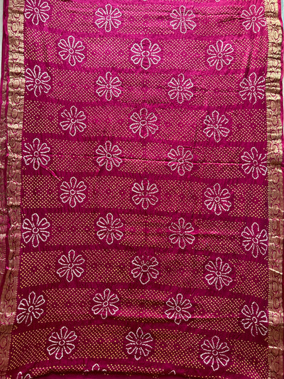 OJASWINI: HANDMADE PURE GAJJI SILK RAI DANA BANDHNI SAREE WITH TISSUE MEENAKARI  PALLU