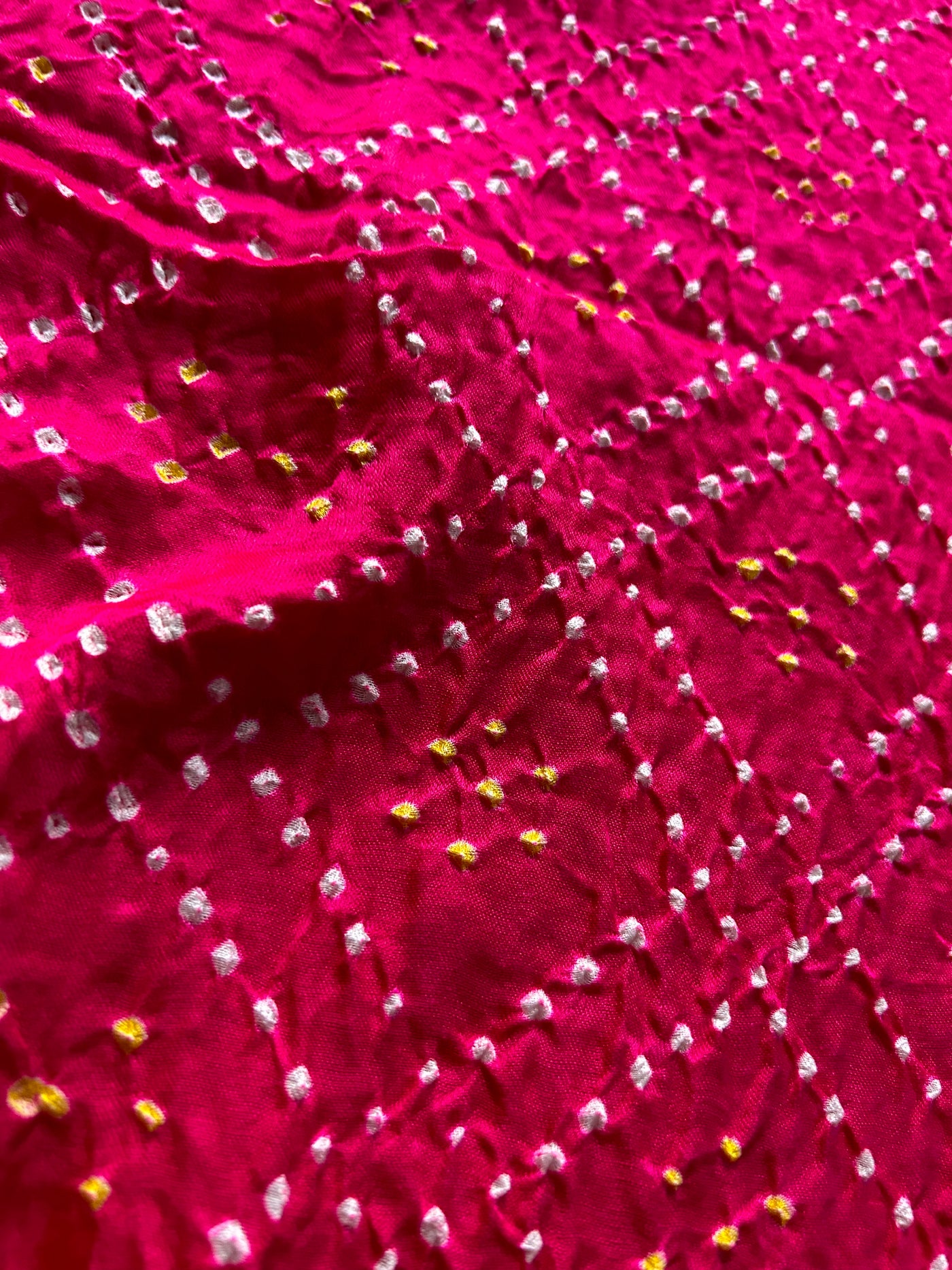 KAVYANJALI: HANDMADE PURE GAJJI SILK RAI DANA BANDHNI SAREE WITH TISSUE PALLU