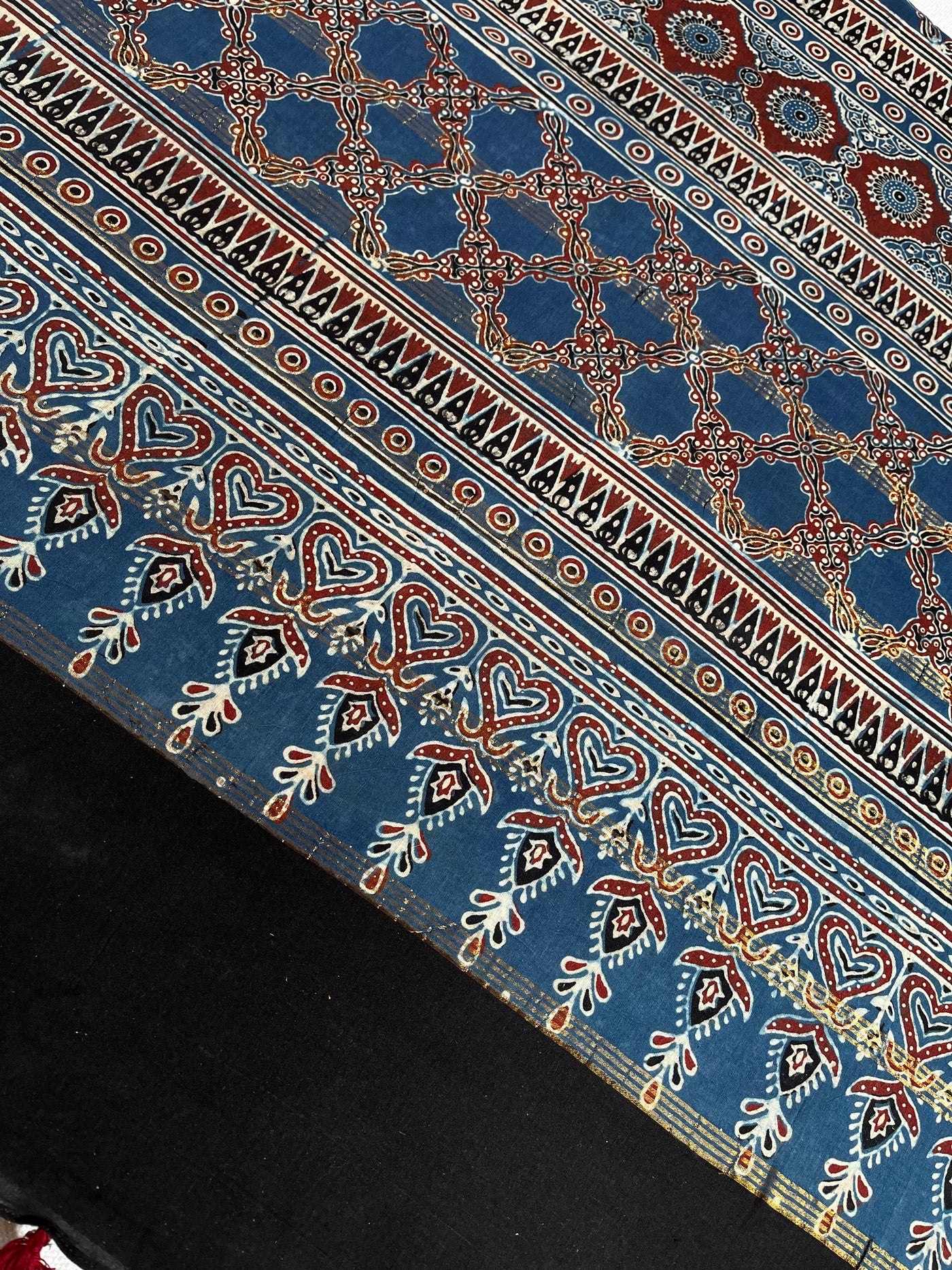 LATIKA: Handblock printed ajrakh madurai cotton saree