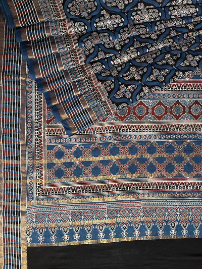 LATIKA: Handblock printed ajrakh madurai cotton saree