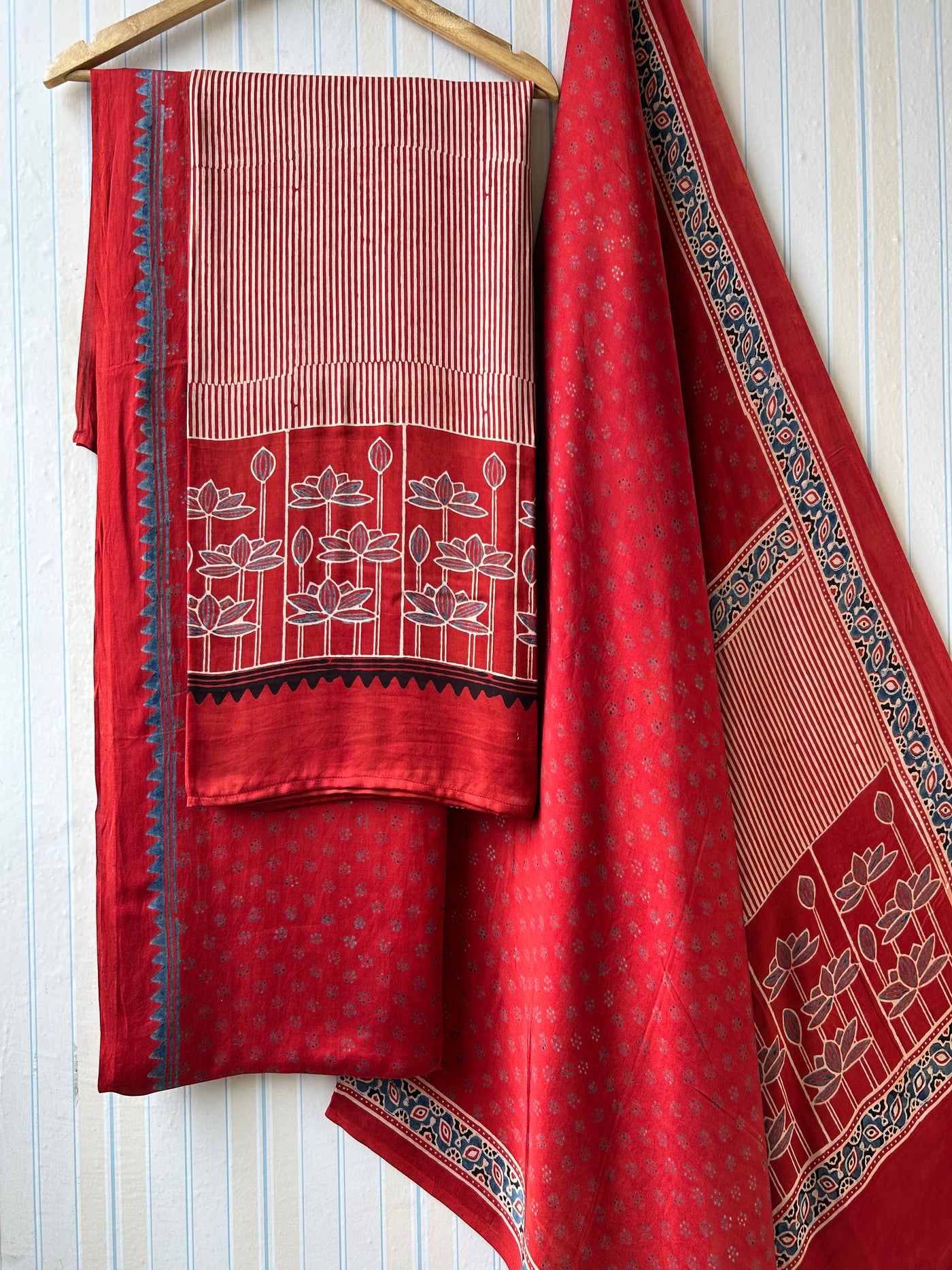 Pankaj:Handblock Ajrakh Modal Silk Suit