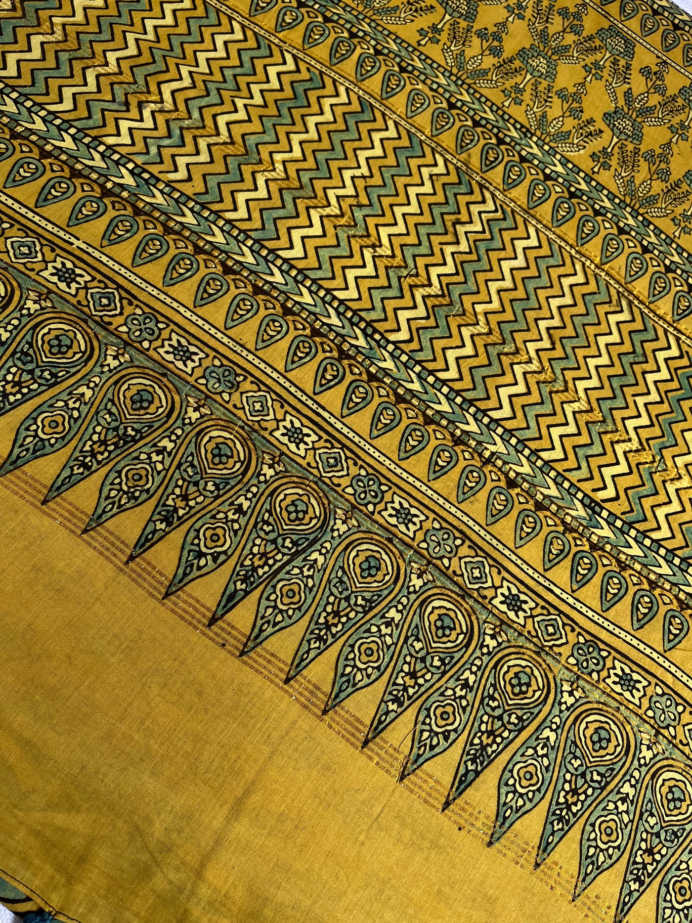 DIVISHA: Handblock printed ajrakh madurai cotton saree