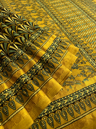 DIVISHA: Handblock printed ajrakh madurai cotton saree