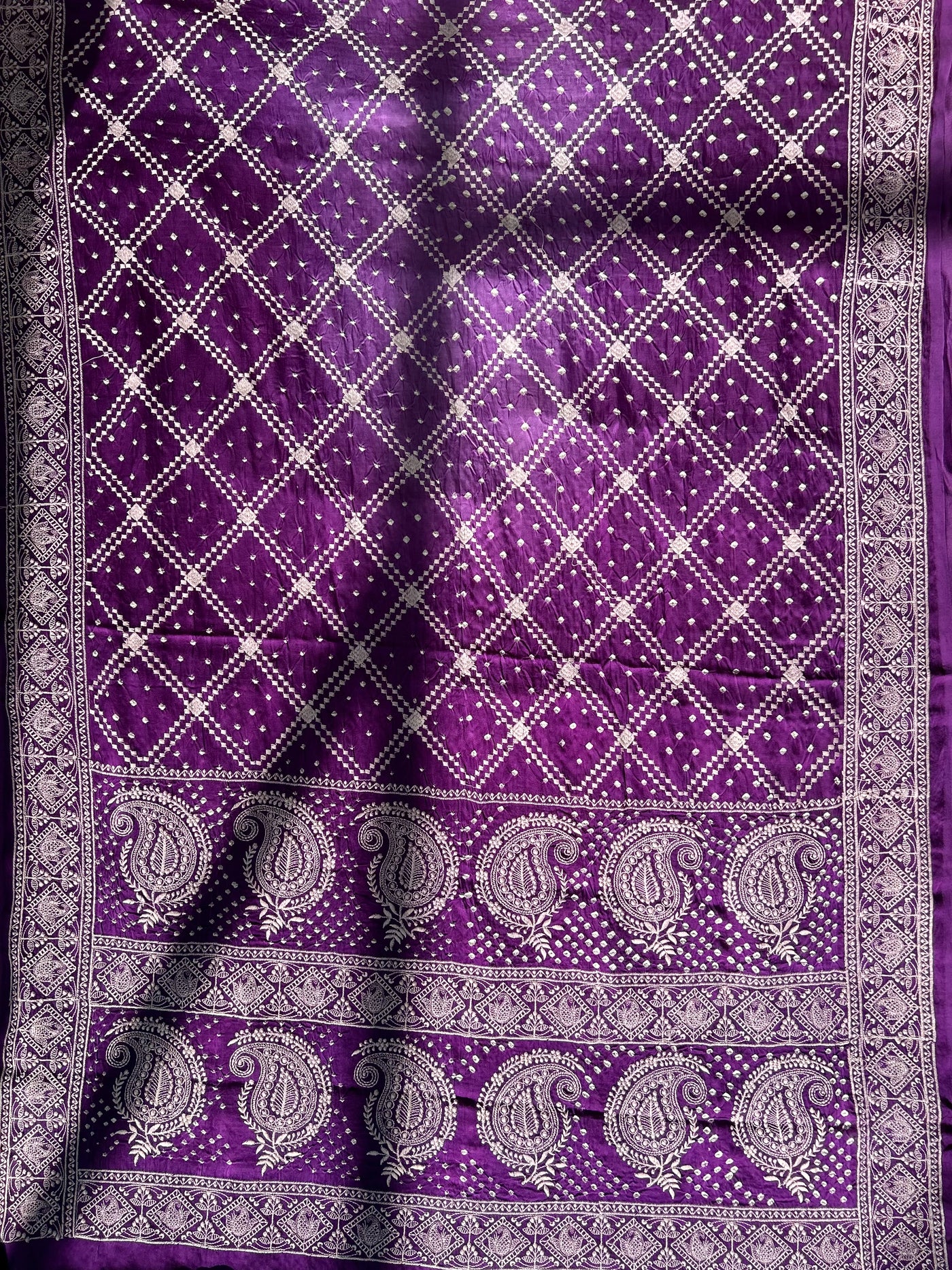 MASAKALI : Handmade Bandhni Modal Silk Saree With Thread Embroidery Work