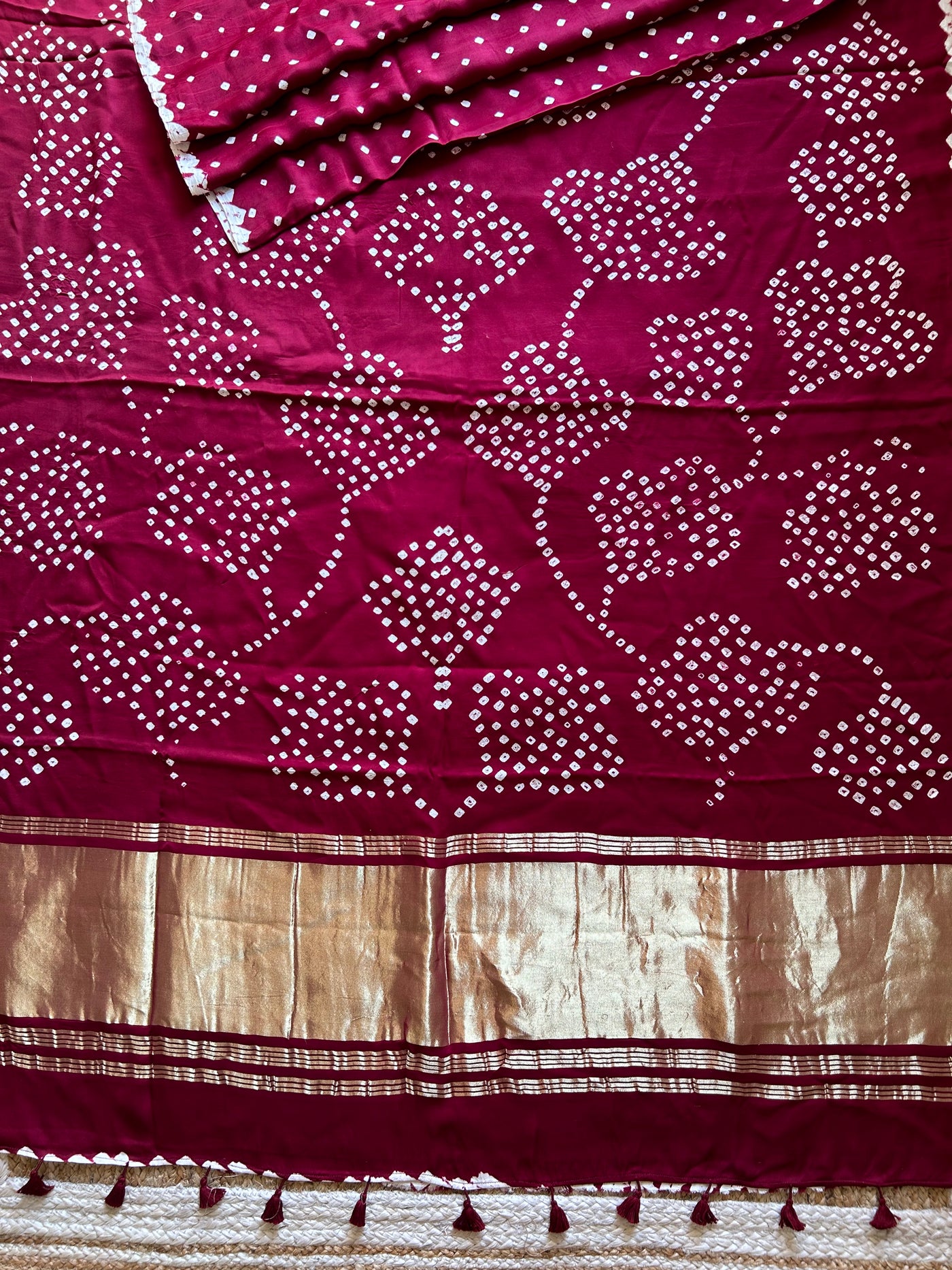 Rambha: Handmade Bandhni Modal Silk Saree