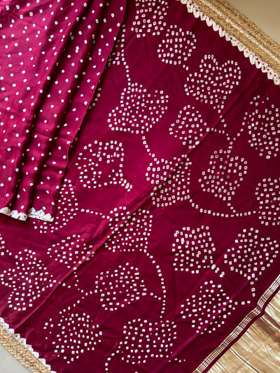 Rambha: Handmade Bandhni Modal Silk Saree