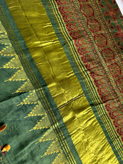 NISHABD :Handmade Gharchola Ajrakh Saree