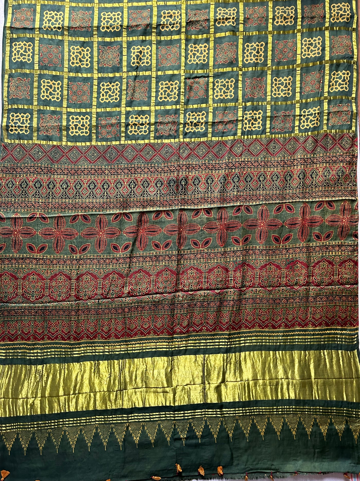 NISHABD :Handmade Gharchola Ajrakh Saree