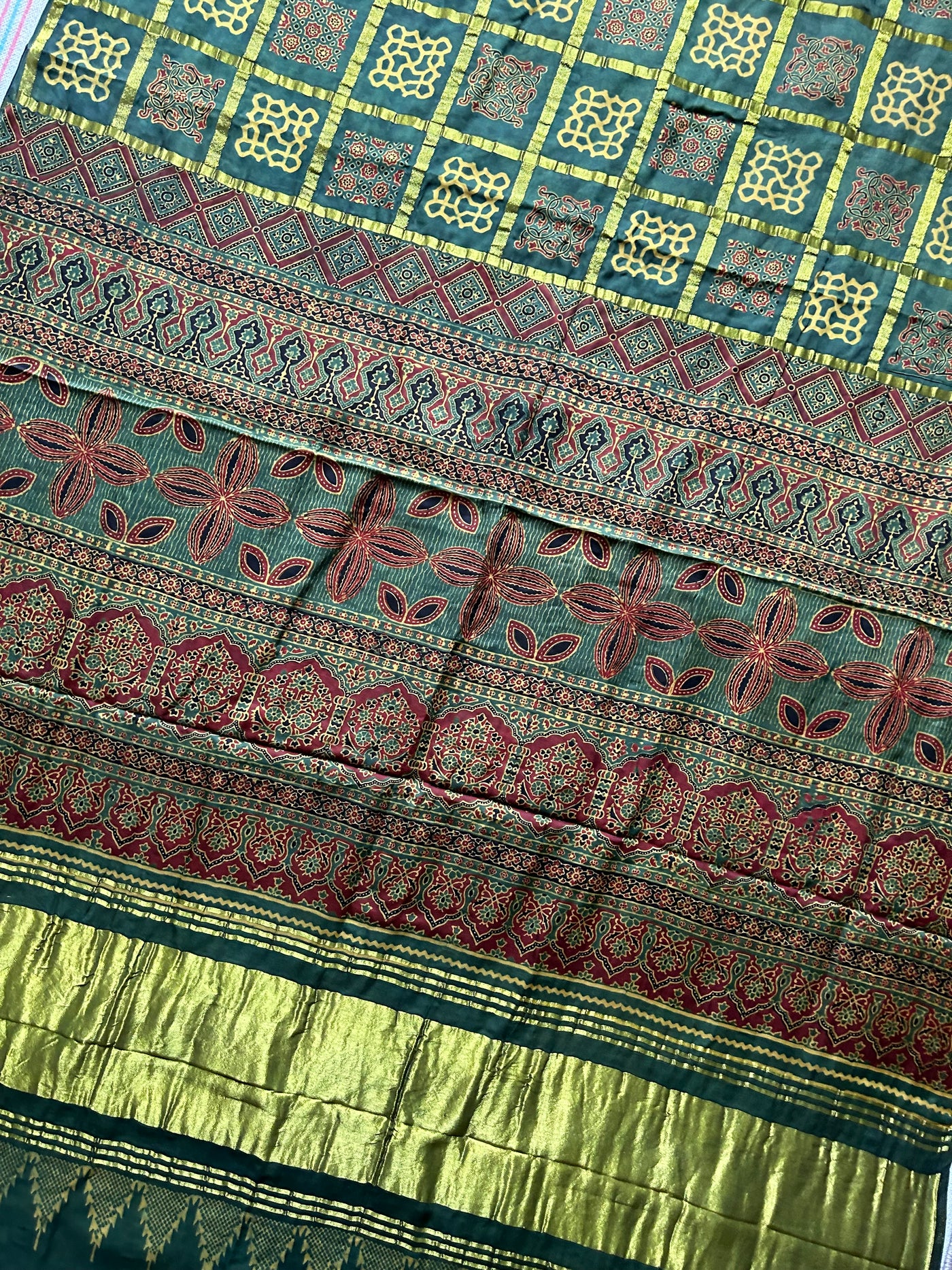 NISHABD :Handmade Gharchola Ajrakh Saree