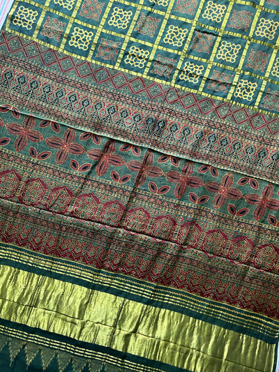 NISHABD :Handmade Gharchola Ajrakh Saree