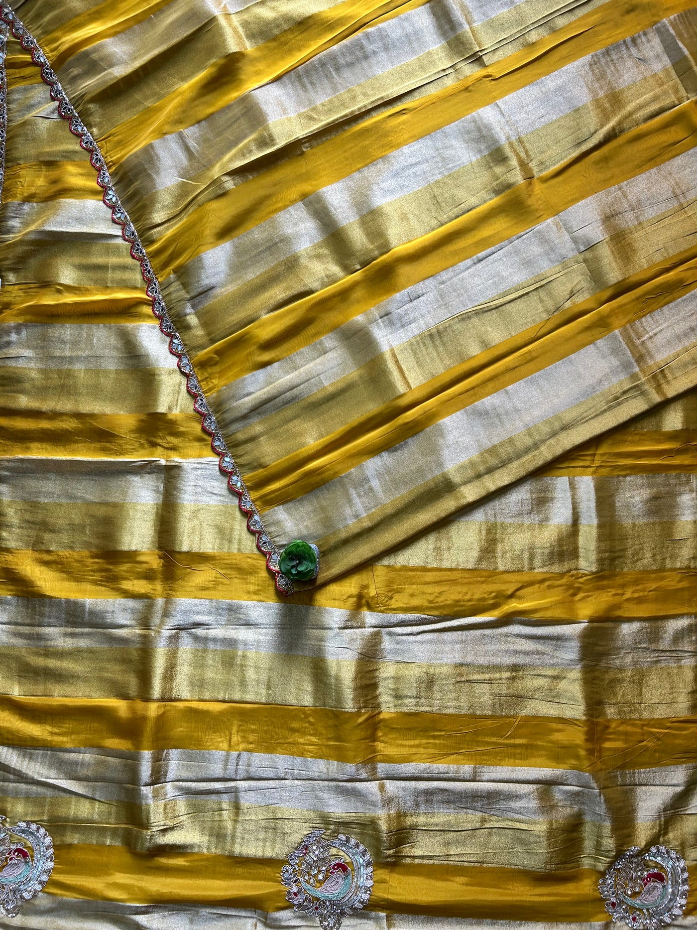 DAZZLING DIVA: PARTYWEAR TISSUE ORGANZA SAREE WITH HAND EMBROIDERY.