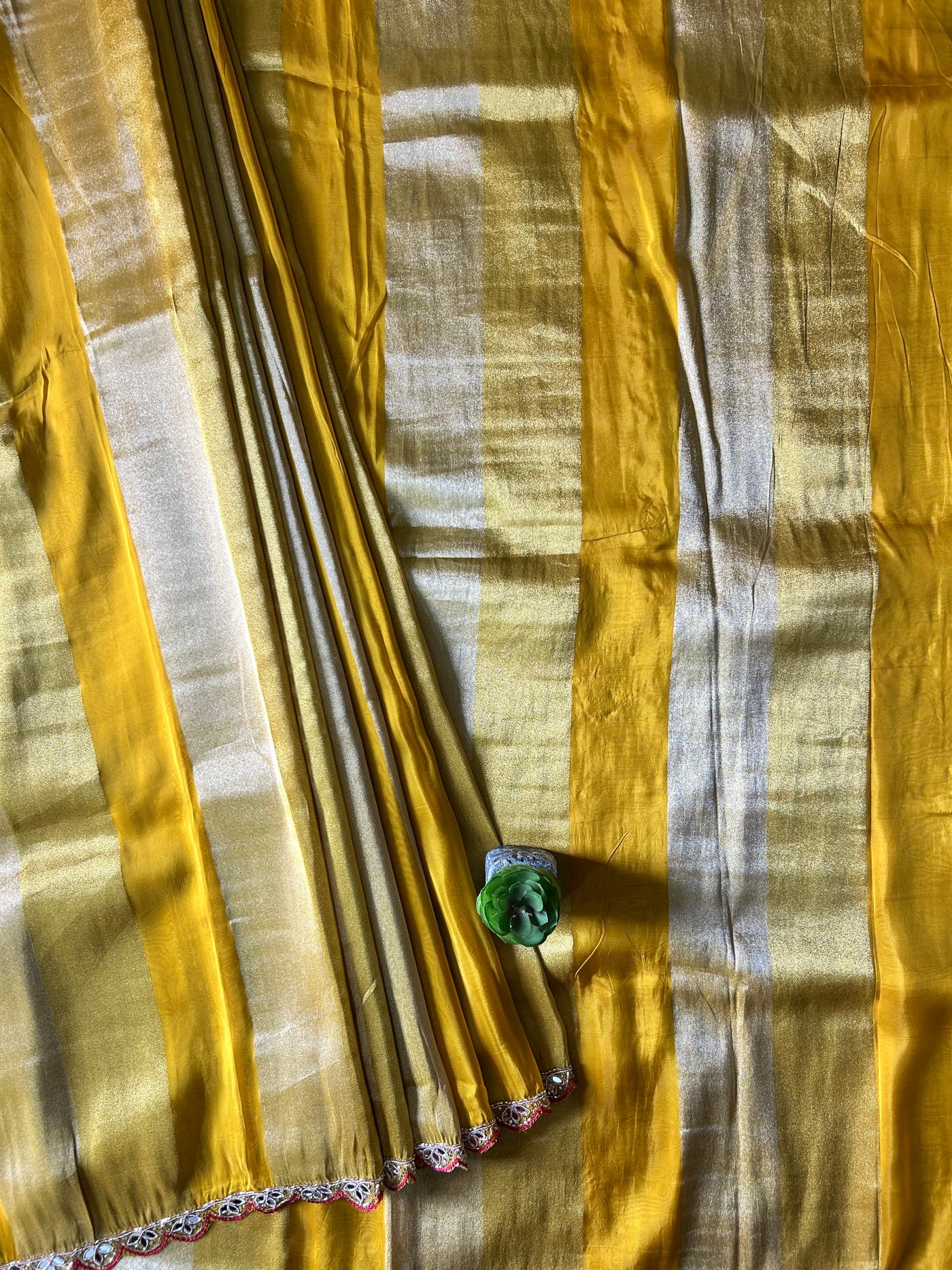 DAZZLING DIVA: PARTYWEAR TISSUE ORGANZA SAREE WITH HAND EMBROIDERY.