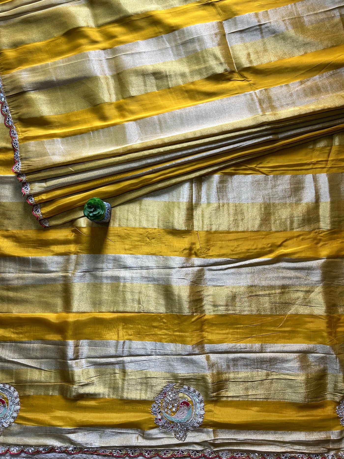 DAZZLING DIVA: PARTYWEAR TISSUE ORGANZA SAREE WITH HAND EMBROIDERY.