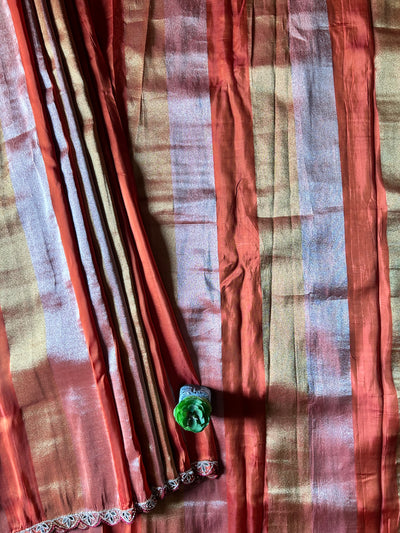 NAYANTARA: PARTYWEAR TISSUE ORGANZA SAREE WITH HAND EMBROIDERY.