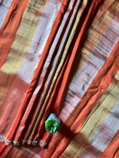 NAYANTARA: PARTYWEAR TISSUE ORGANZA SAREE WITH HAND EMBROIDERY.