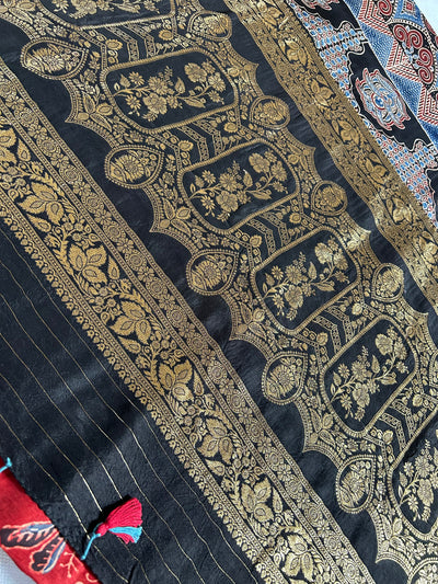 BAHAR:Premium Dola SILK Meenakari Tissue Ajrakh