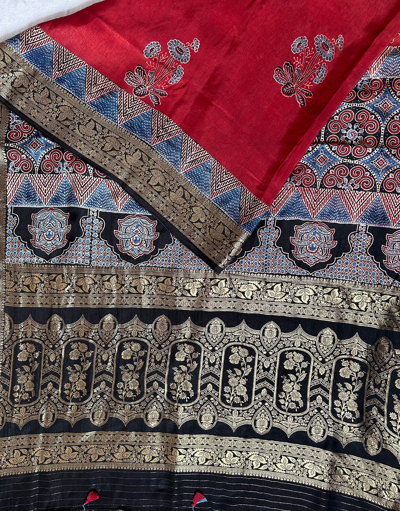 BAHAR:Premium Dola SILK Meenakari Tissue Ajrakh