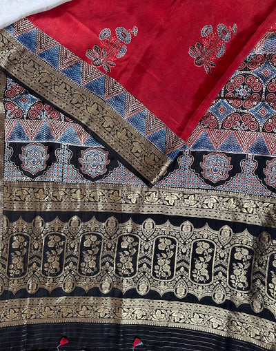 BAHAR:Premium Dola SILK Meenakari Tissue Ajrakh