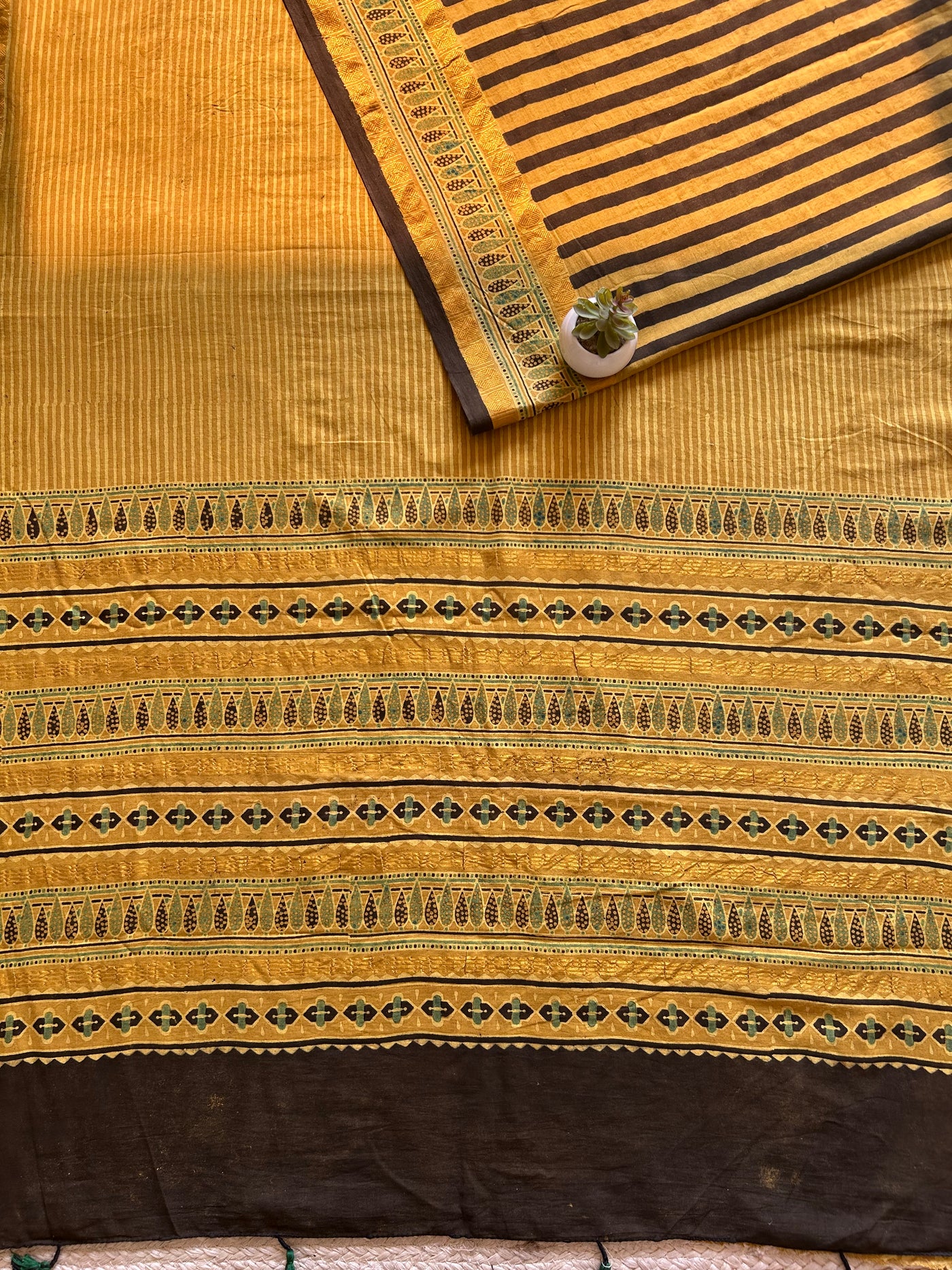 Rozana:Handblock printed ajrakh madurai cotton saree