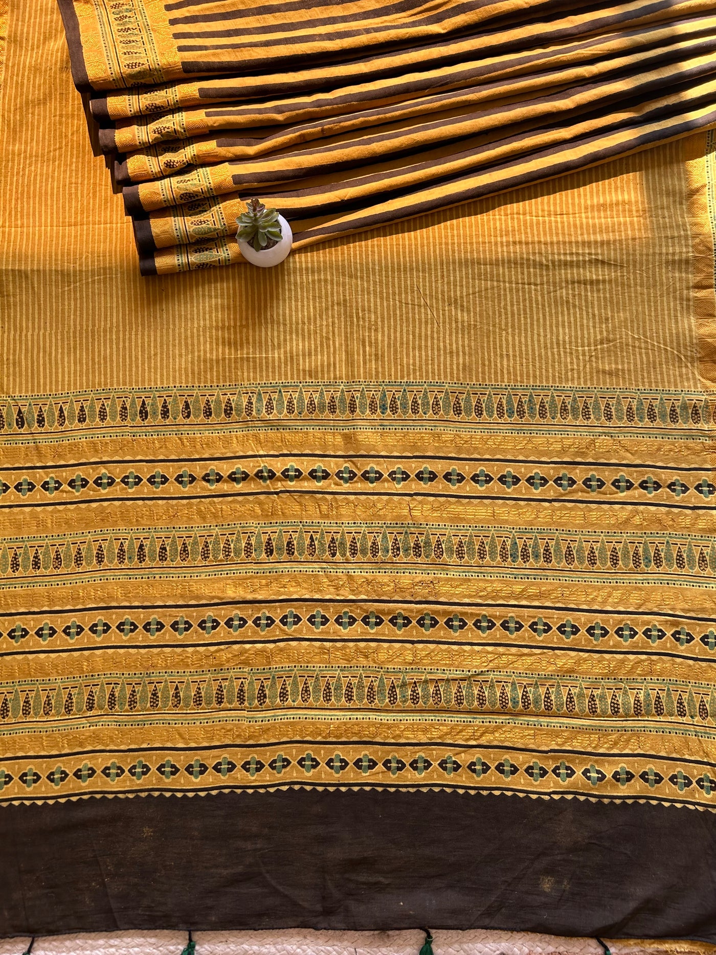 Rozana:Handblock printed ajrakh madurai cotton saree