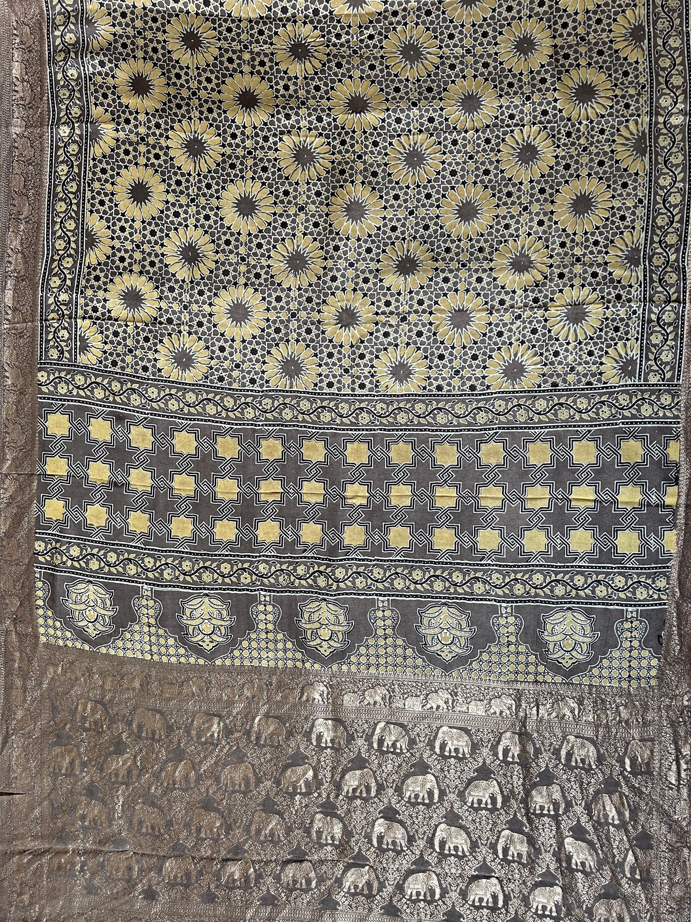 Rewa :Premium Dola Silk Meenakari Tissue Ajrakh