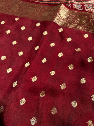 BINDIYA: Premium DolaSilk Meenakari Pallu Ajrakh Saree