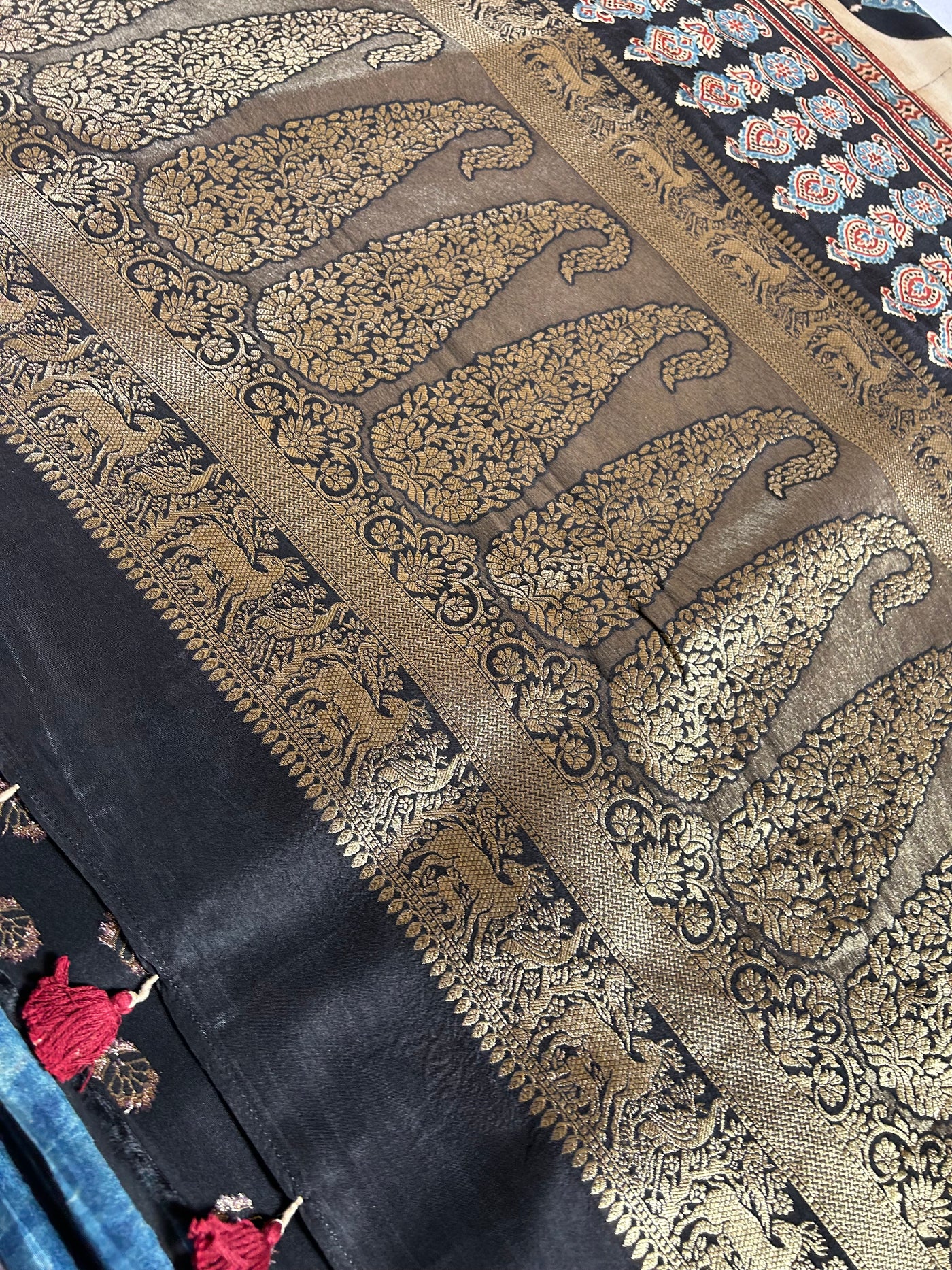 LEKHA: Handblock Dola silk ajrakh sari