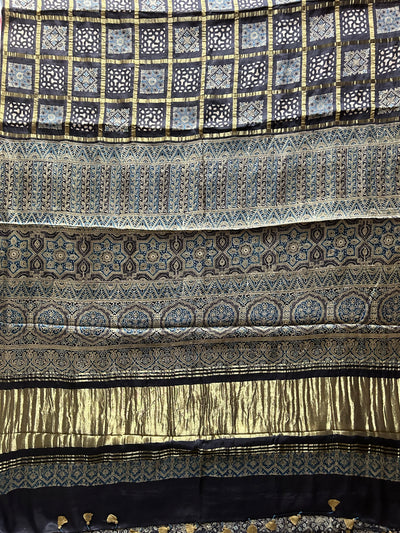 JUNOON :Handmade Gharchola Ajrakh Saree