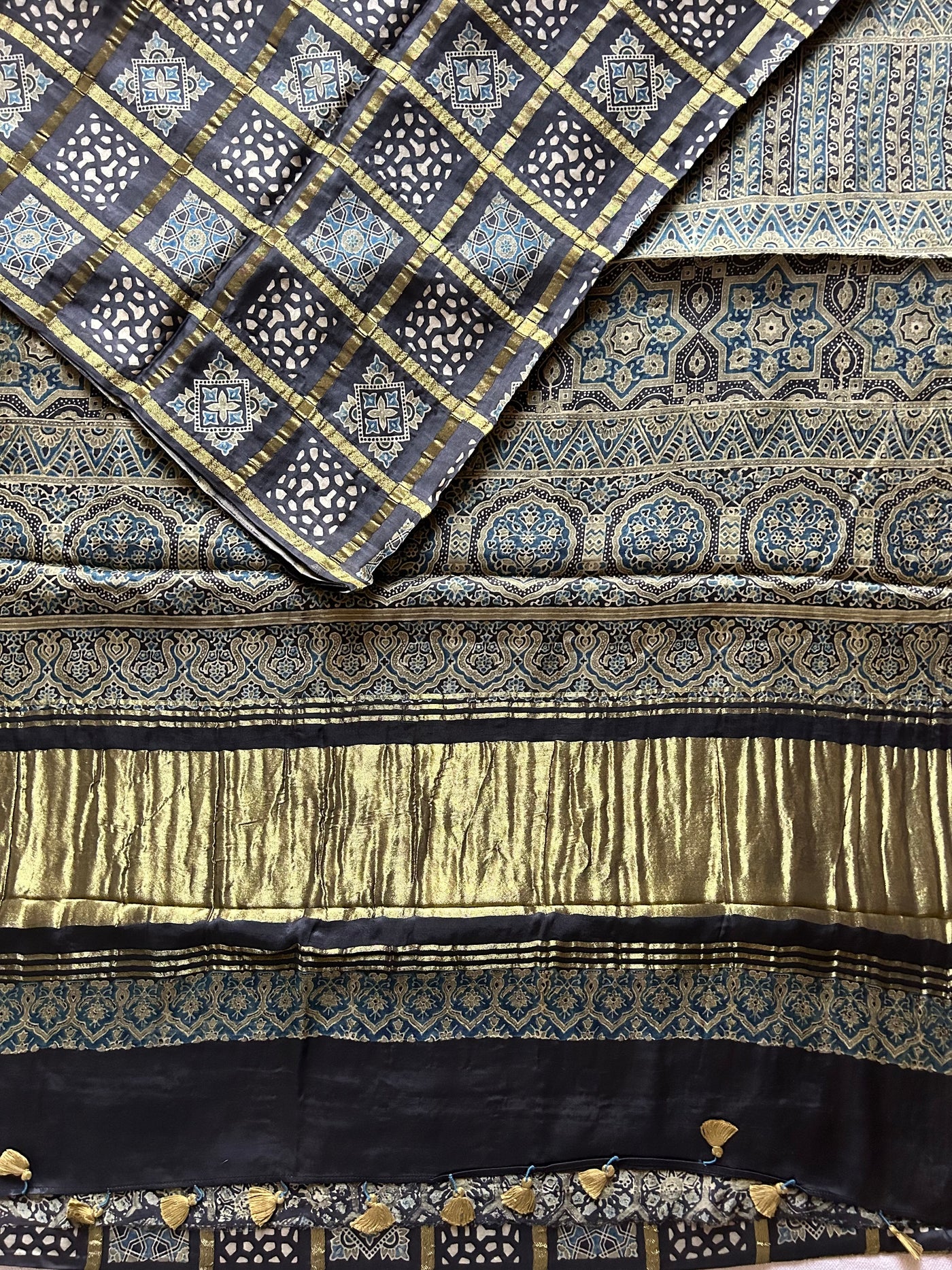 JUNOON :Handmade Gharchola Ajrakh Saree