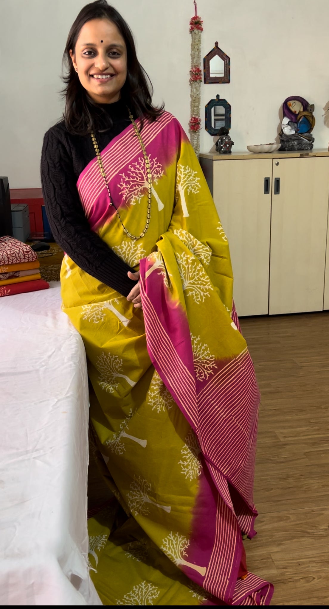 KUMKUM:Handmade Mul Cotton Saree