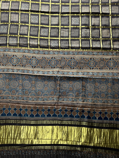 URVASHI : Handmade Gharchola Ajrakh Saree