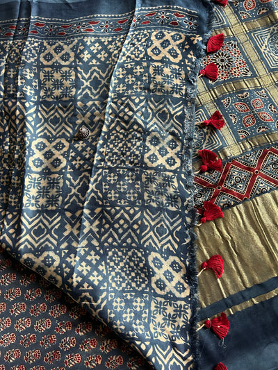 MRIDULA : Handmade Gharchola Ajrakh Saree