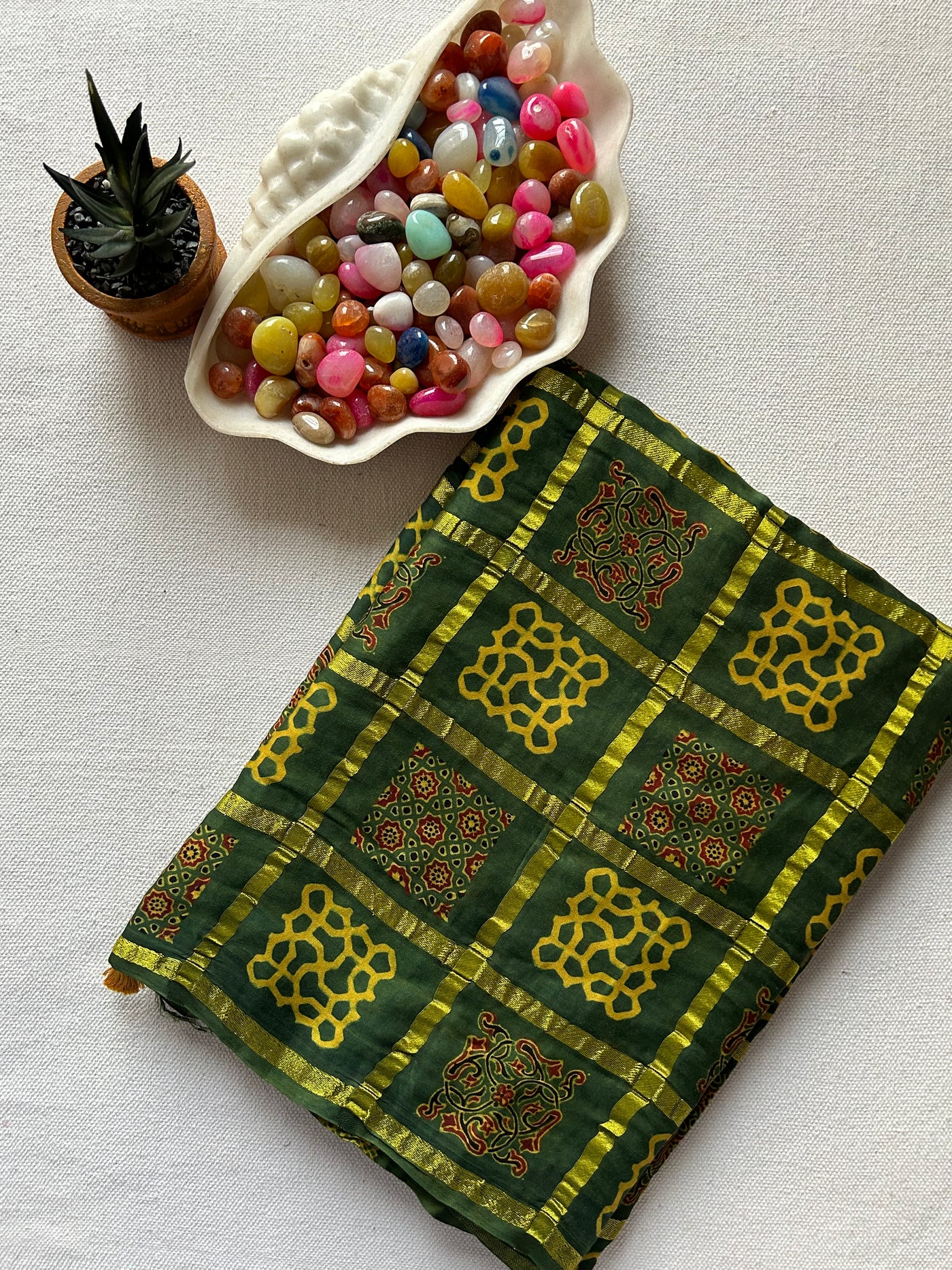 NISHABD :Handmade Gharchola Ajrakh Saree