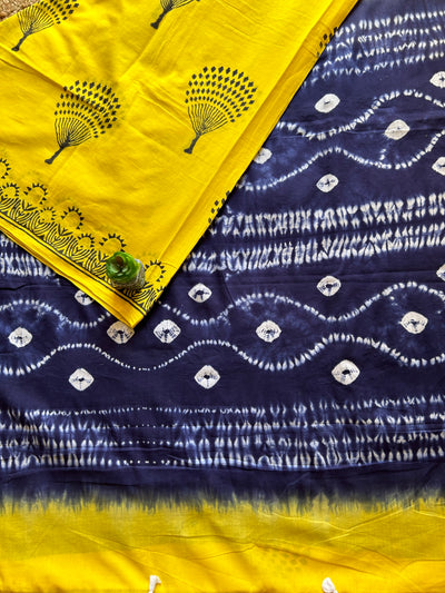 Sunny Yellow:Handmade Mul Cotton Saree