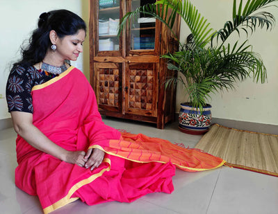 Narangi:Handloom cotton saree