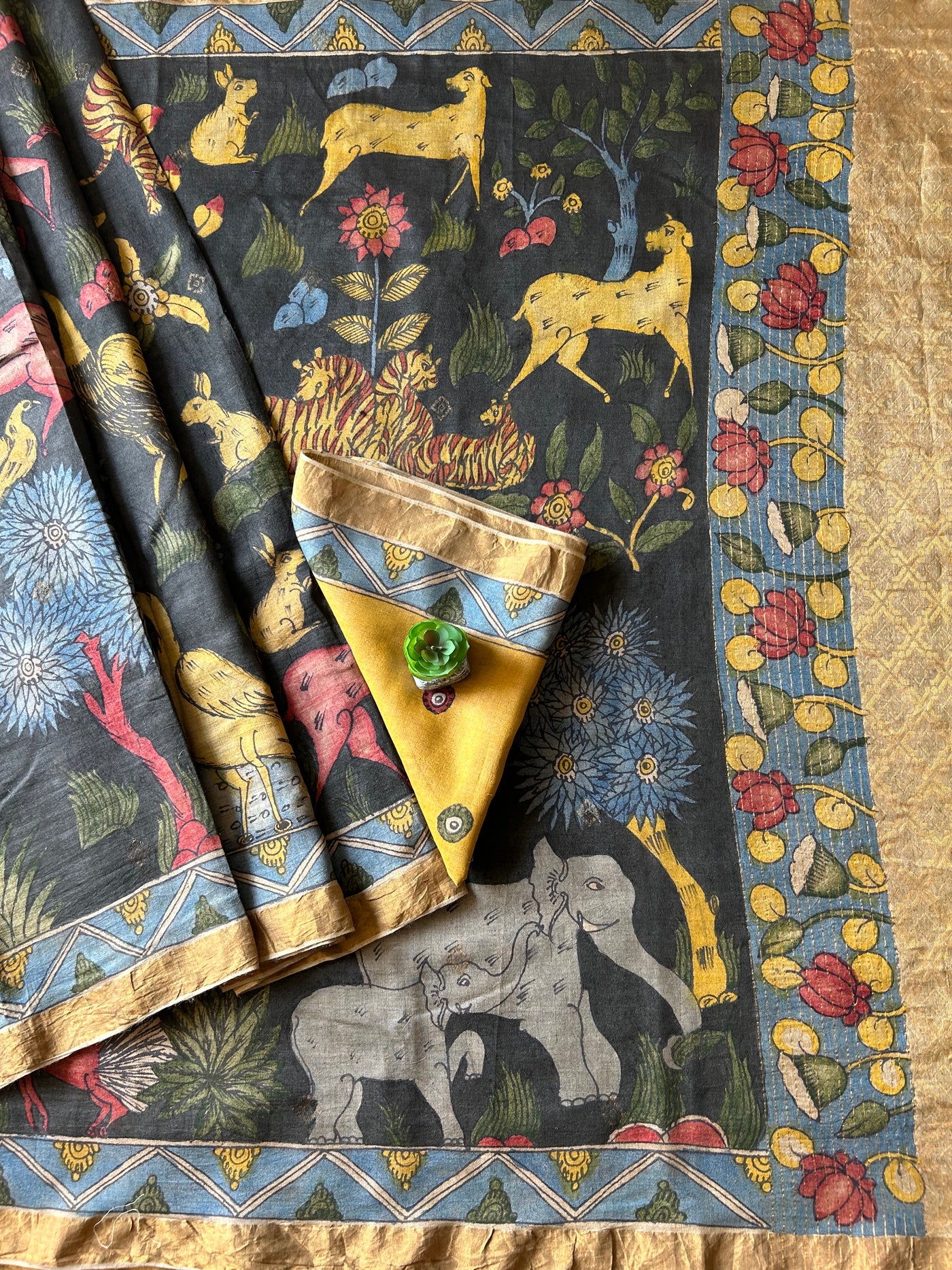 Mera Jungle: Handloom Tussar Kalamkari saree