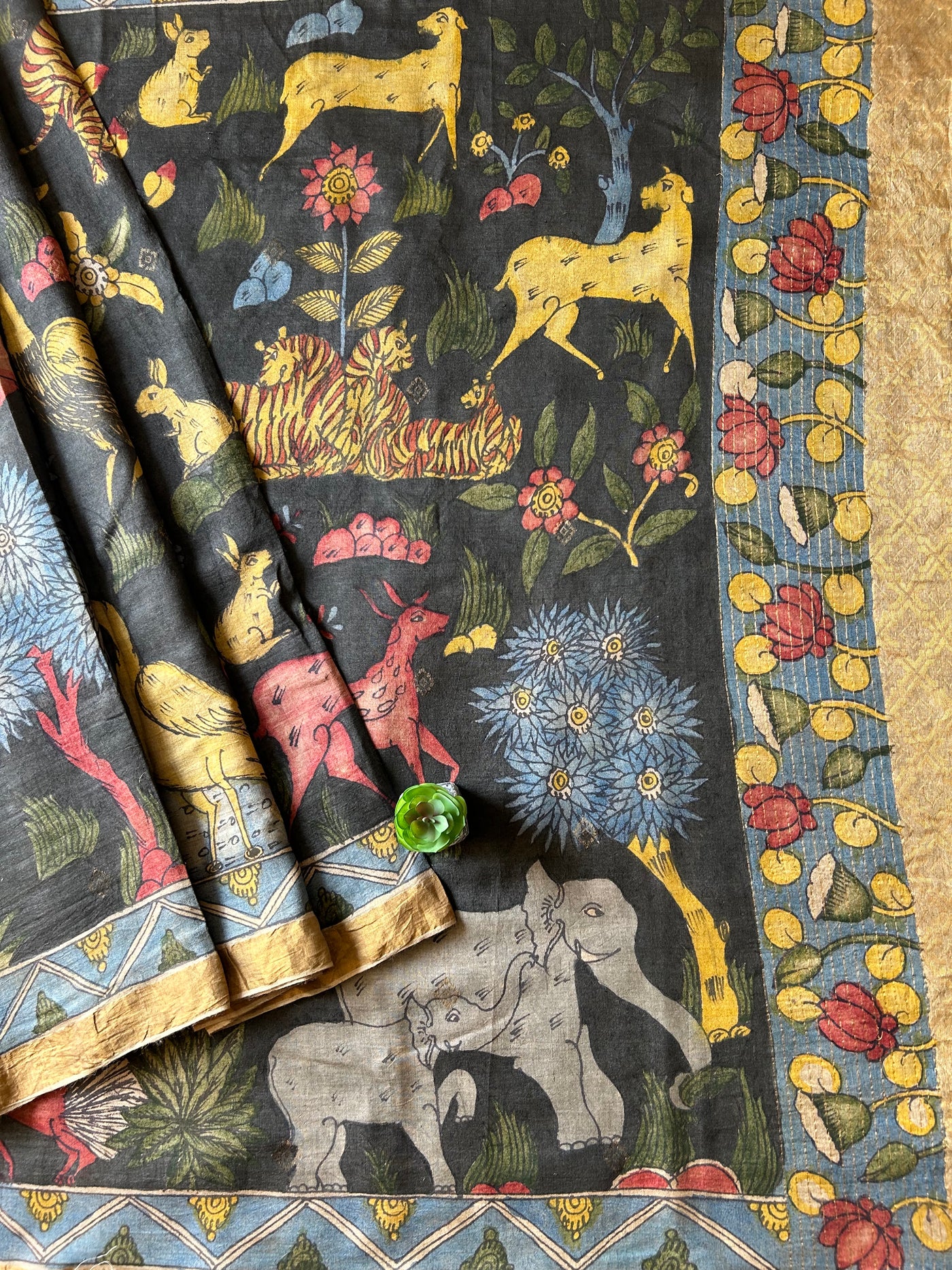 Mera Jungle: Handloom Tussar Kalamkari saree