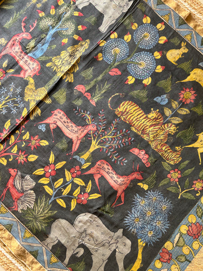 Mera Jungle: Handloom Tussar Kalamkari saree