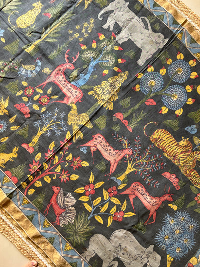 Mera Jungle: Handloom Tussar Kalamkari saree