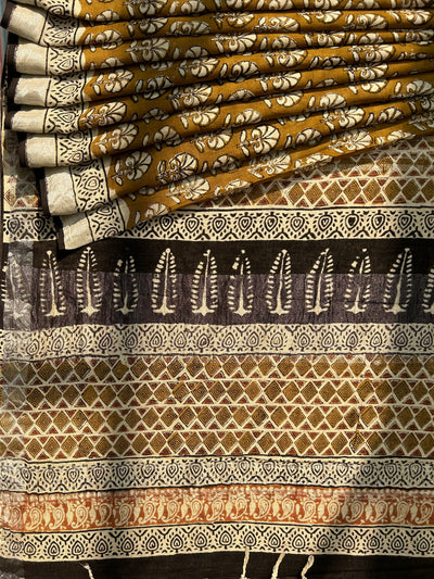 SEHNAI : Handmade linen-cott saree