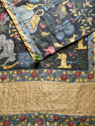 Mera Jungle: Handloom Tussar Kalamkari saree