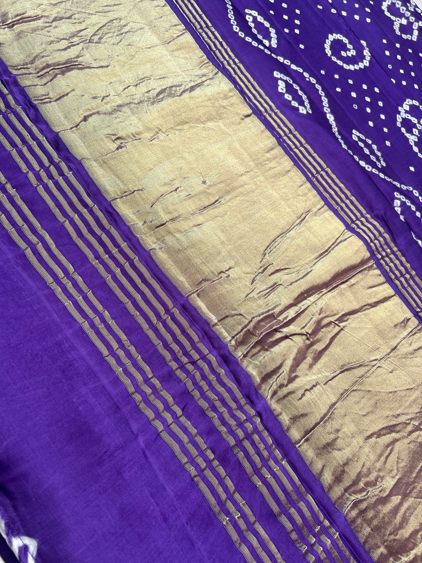 DEBOLINA: HANDMADE BANDHANI MODAL SILK SAREE WITH TISSUE PALLU