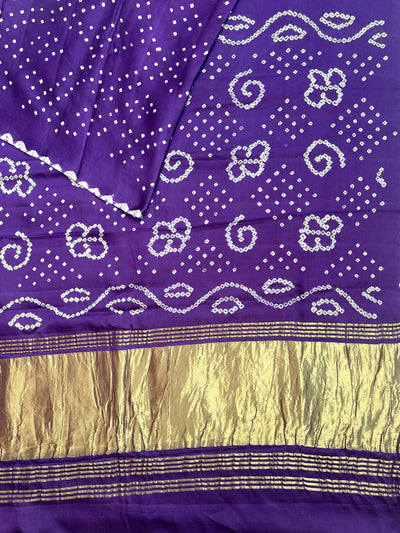 DEBOLINA: HANDMADE BANDHANI MODAL SILK SAREE WITH TISSUE PALLU