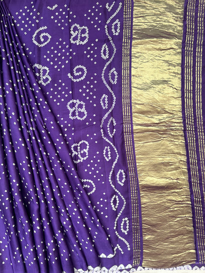 DEBOLINA: HANDMADE BANDHANI MODAL SILK SAREE WITH TISSUE PALLU